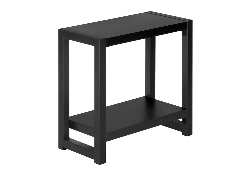 22" Black Wood And Metal Frame End Table With Shelf
