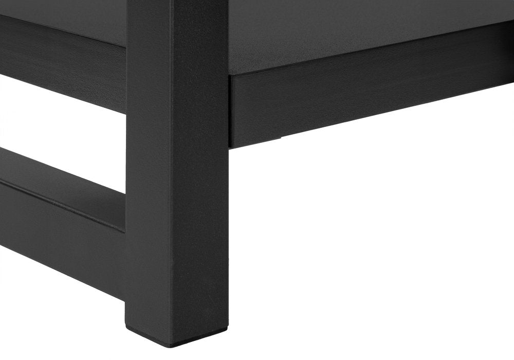22" Black Wood And Metal Frame End Table With Shelf