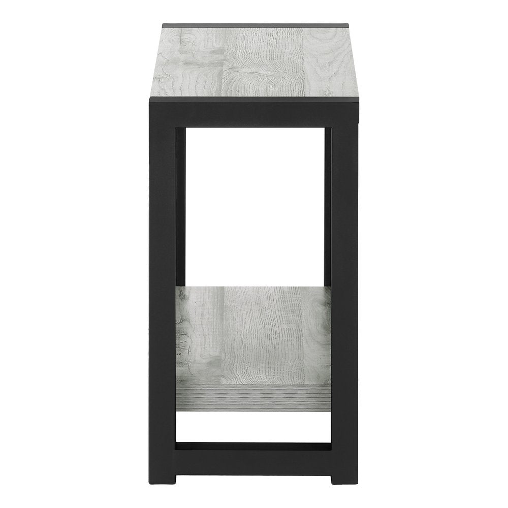 22" Gray And Black Wood And Metal Frame End Table With Shelf