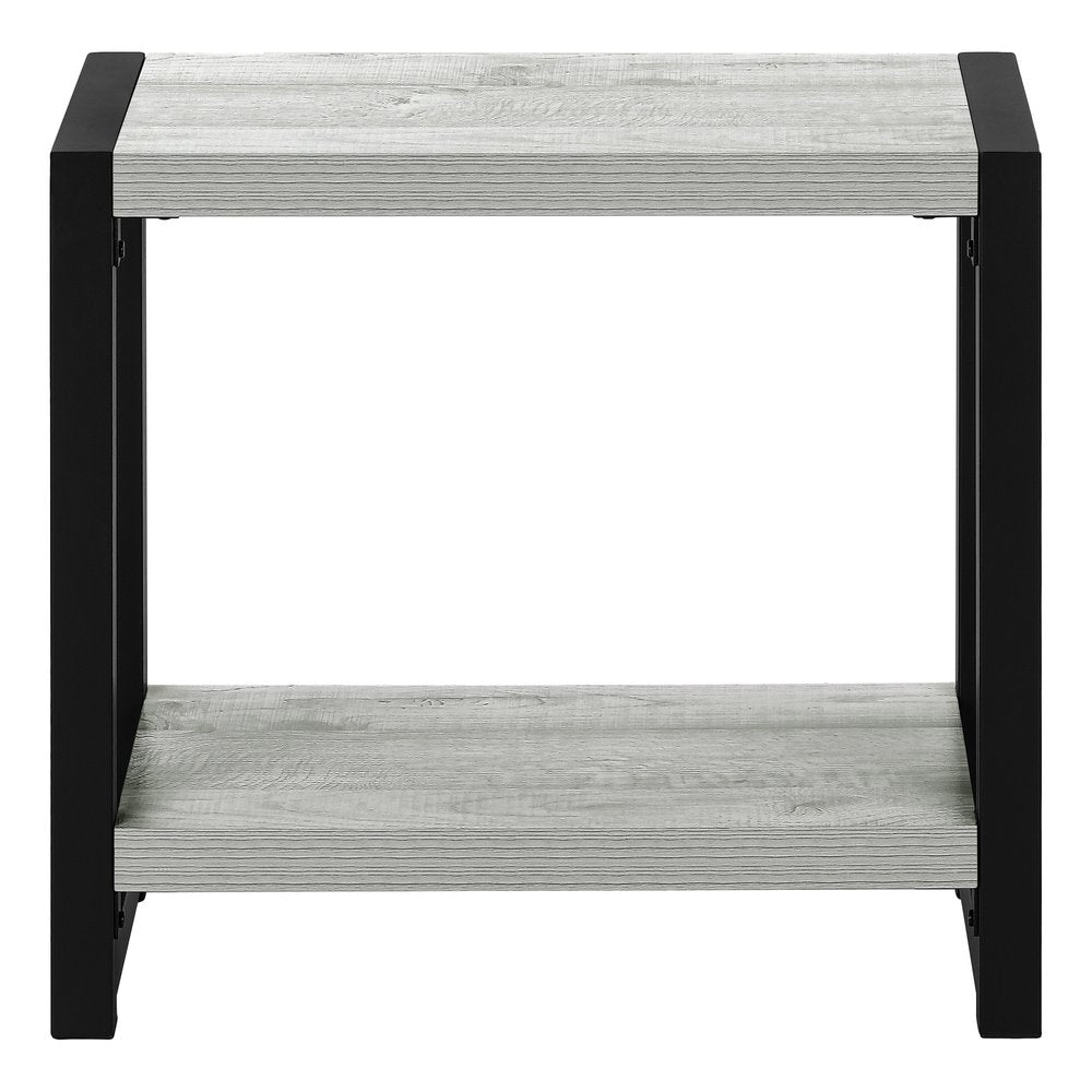 22" Gray And Black Wood And Metal Frame End Table With Shelf