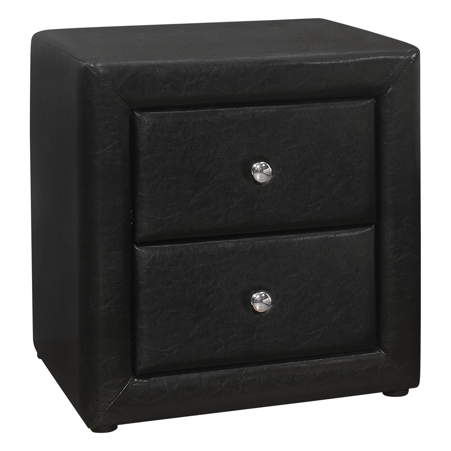 21" Black Wood Two Drawer Nightstand