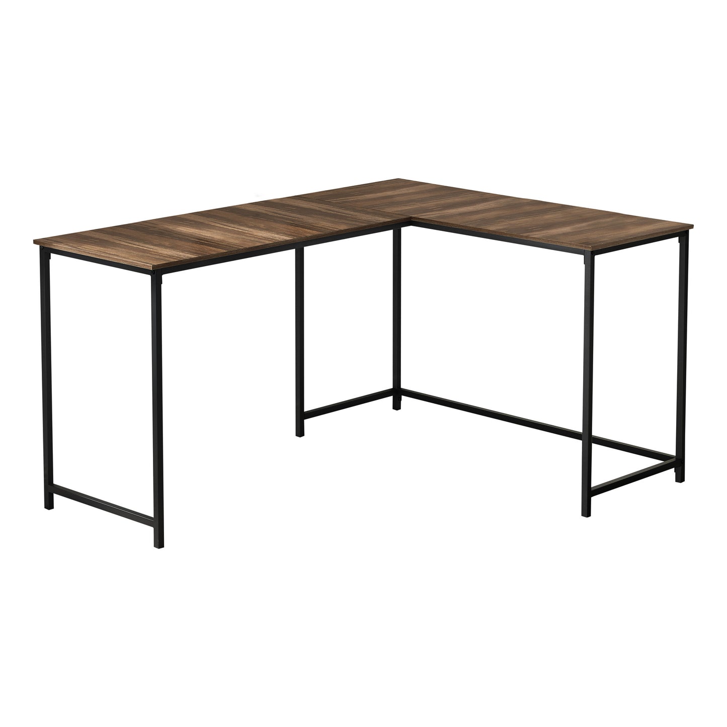 58" Brown and Black Wood and Metal Corner Computer Desk
