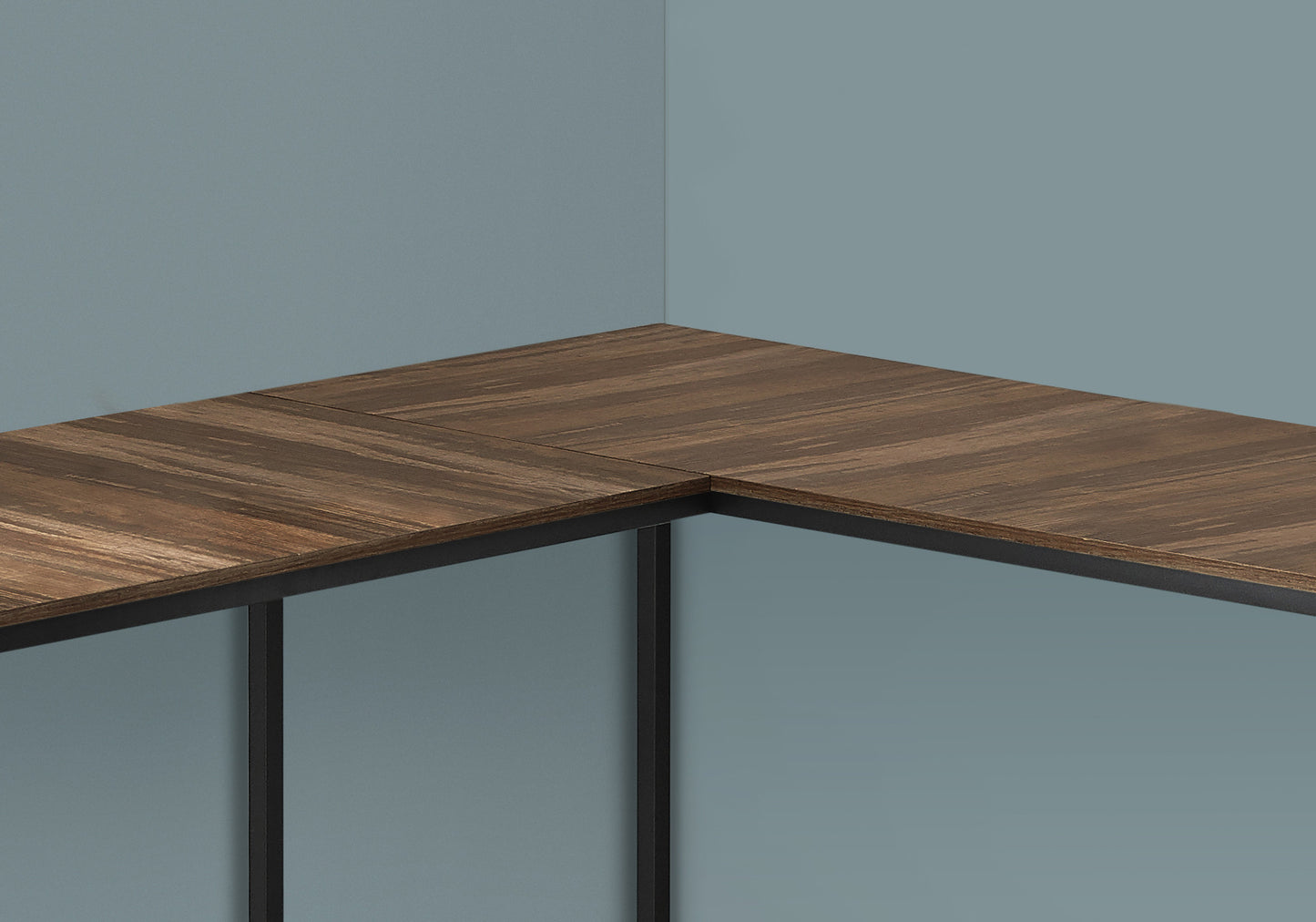 58" Brown and Black Wood and Metal Corner Computer Desk