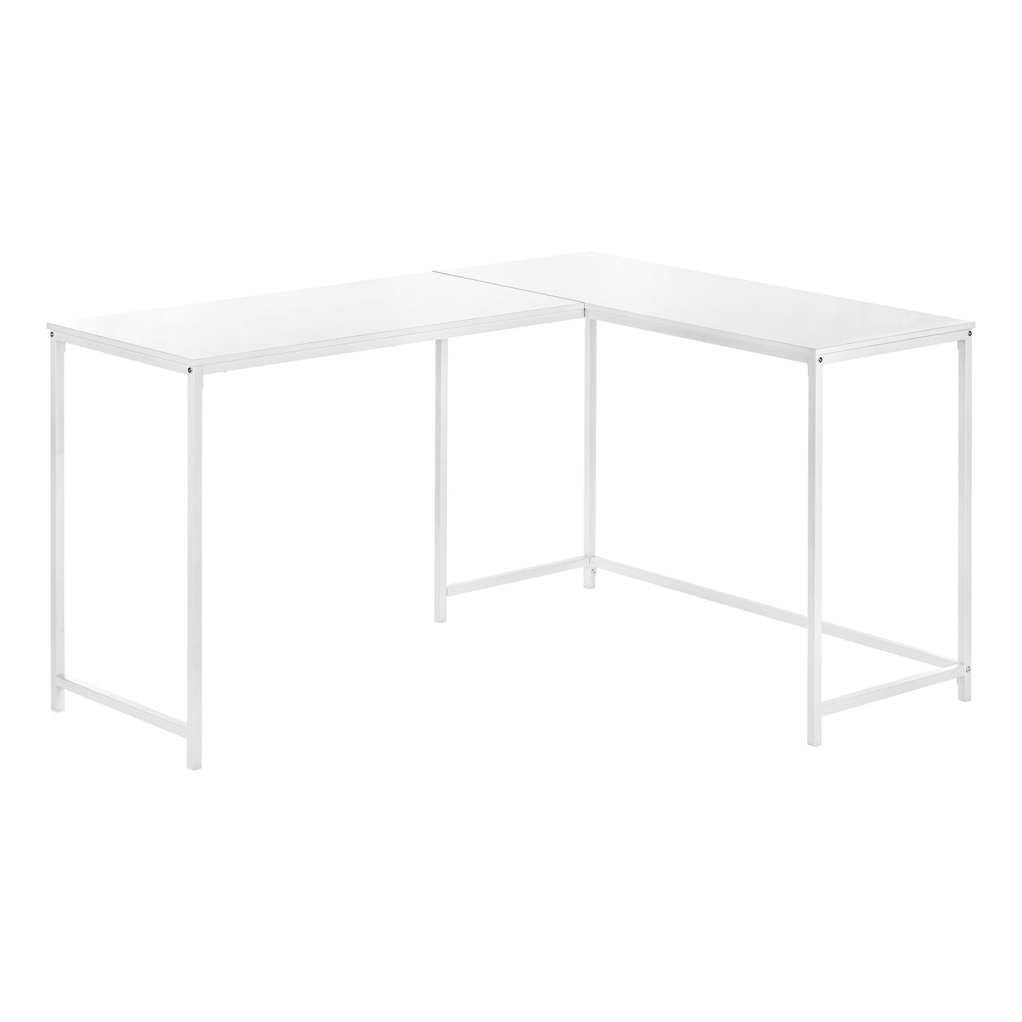58" White Wood and Metal Corner Computer Desk