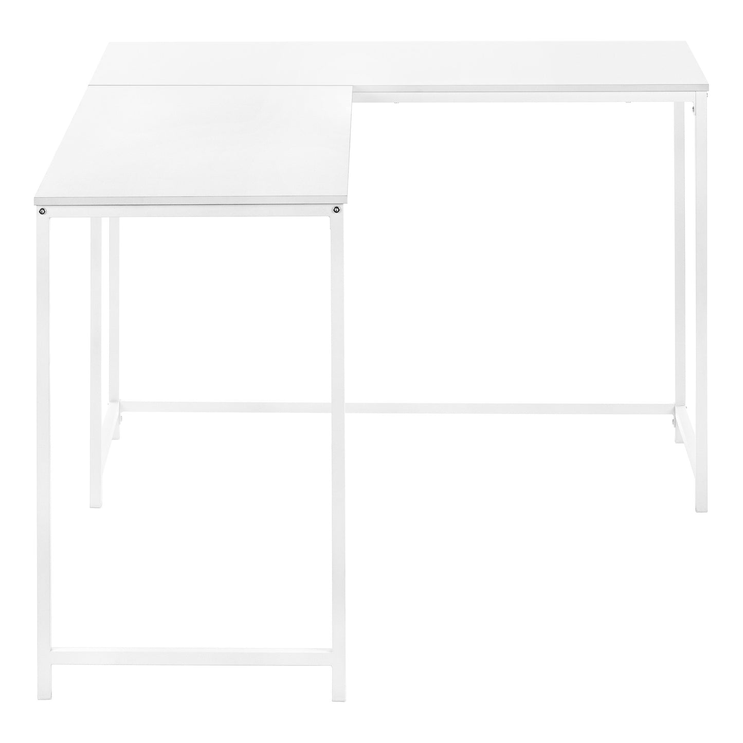 58" White Wood and Metal Corner Computer Desk