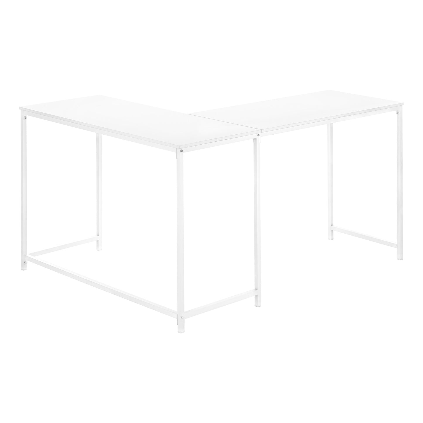 58" White Wood and Metal Corner Computer Desk