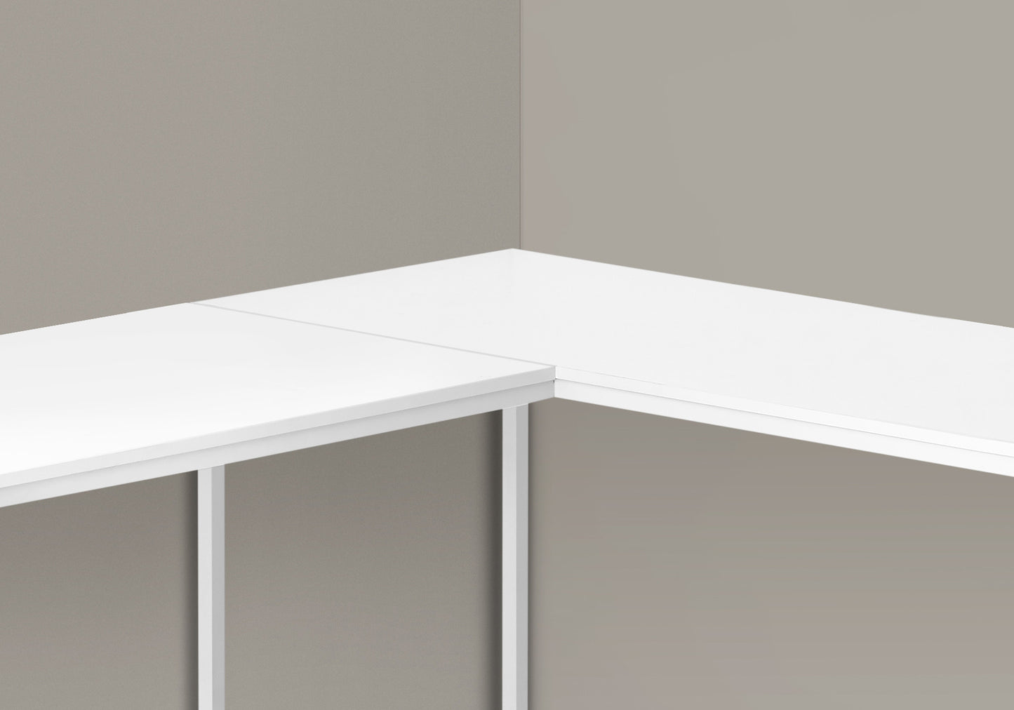58" White Wood and Metal Corner Computer Desk