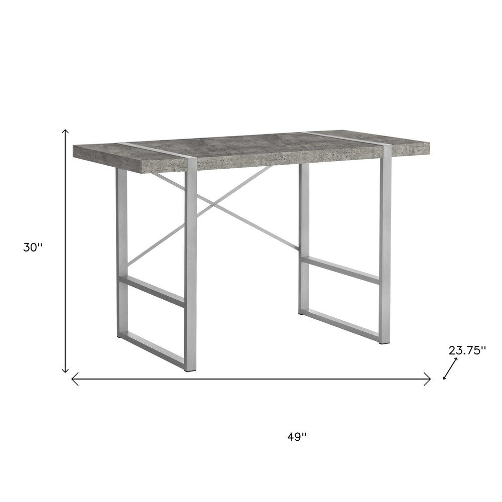 49" Gray and Silver Computer Desk