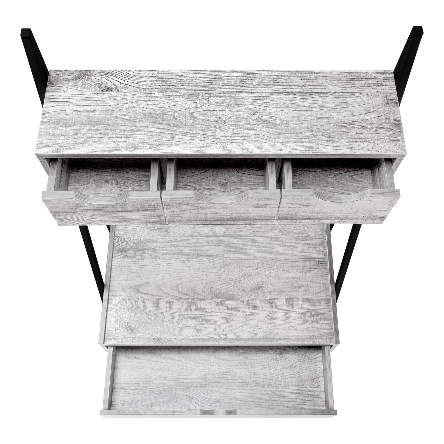 32" Gray and Black Wood and Metal Sled Computer Desk With Four Drawers