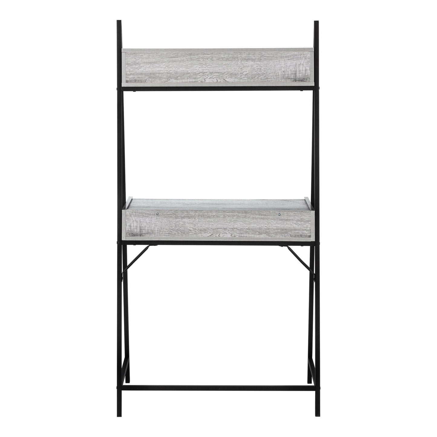 32" Gray and Black Wood and Metal Sled Computer Desk With Four Drawers