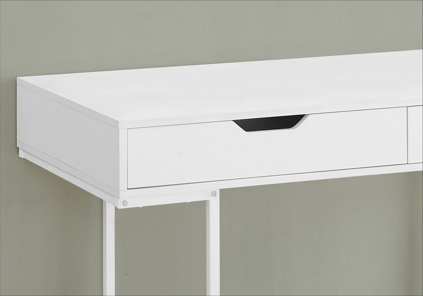 47" White Wood and Metal H-Shape Computer Desk With Two Drawers