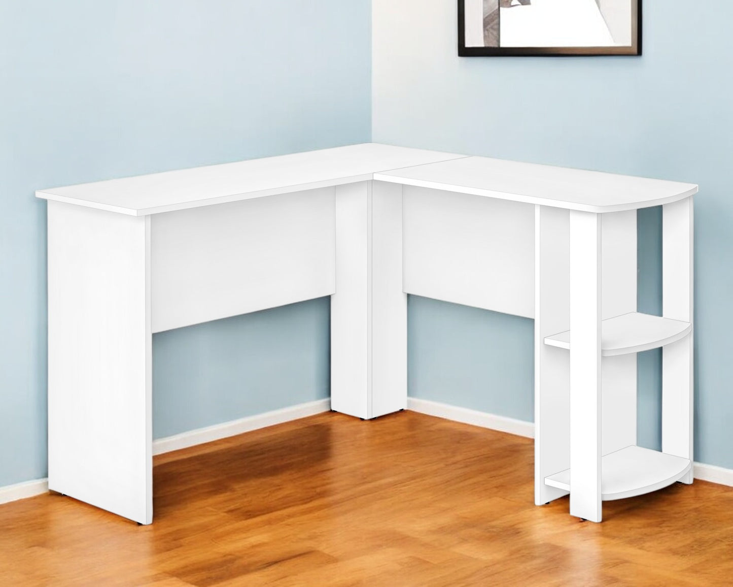 47" White Wood Corner Computer Desk
