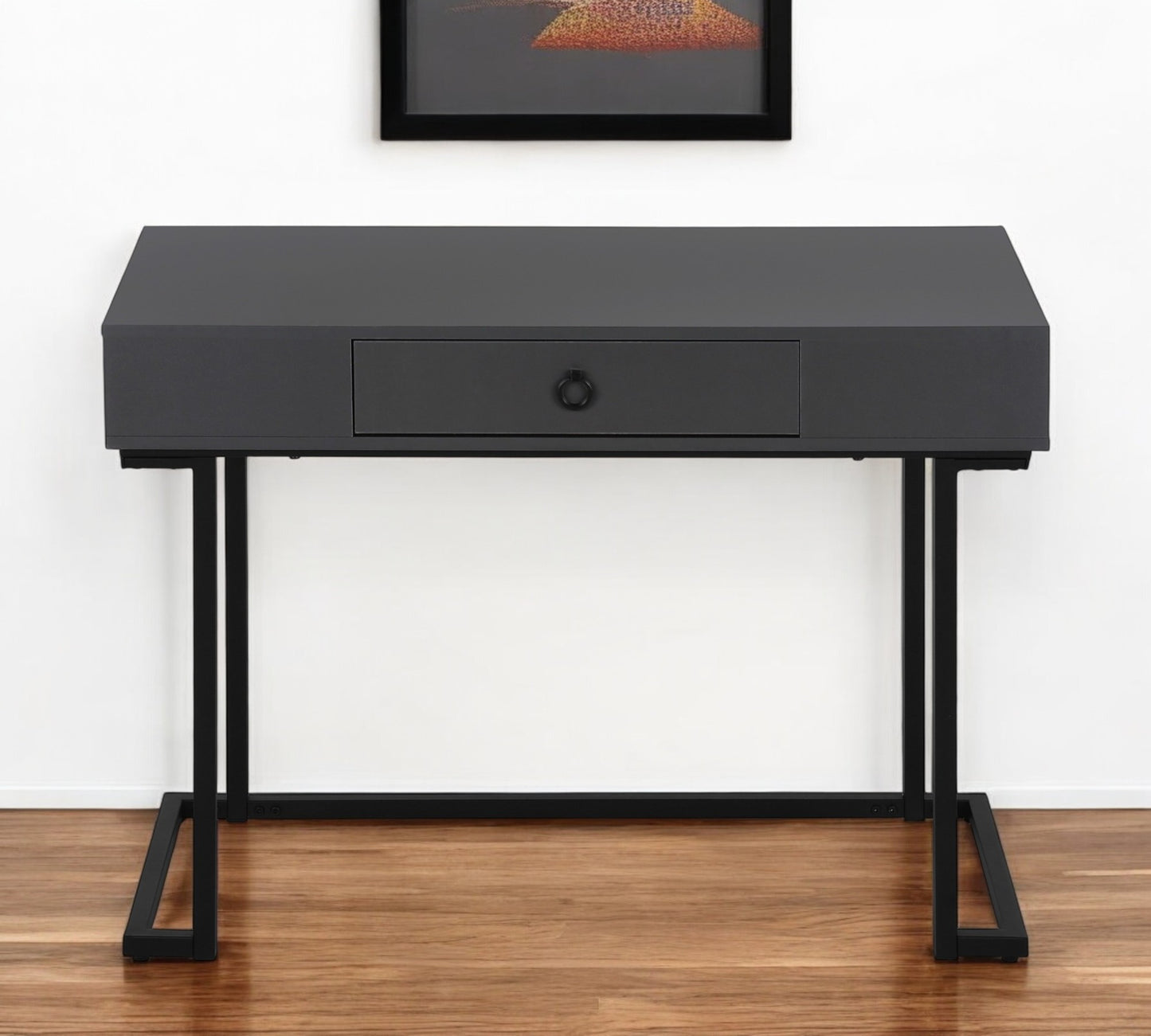42" Gray and Black Wood and Metal Sled Computer Desk