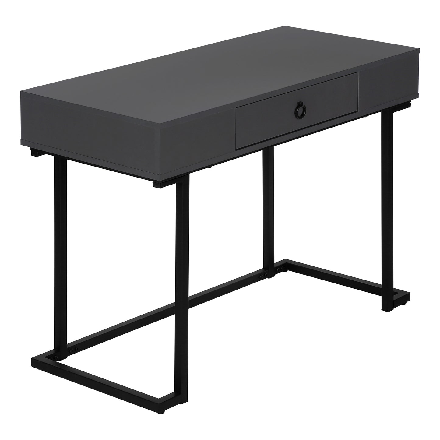 42" Gray and Black Wood and Metal Sled Computer Desk