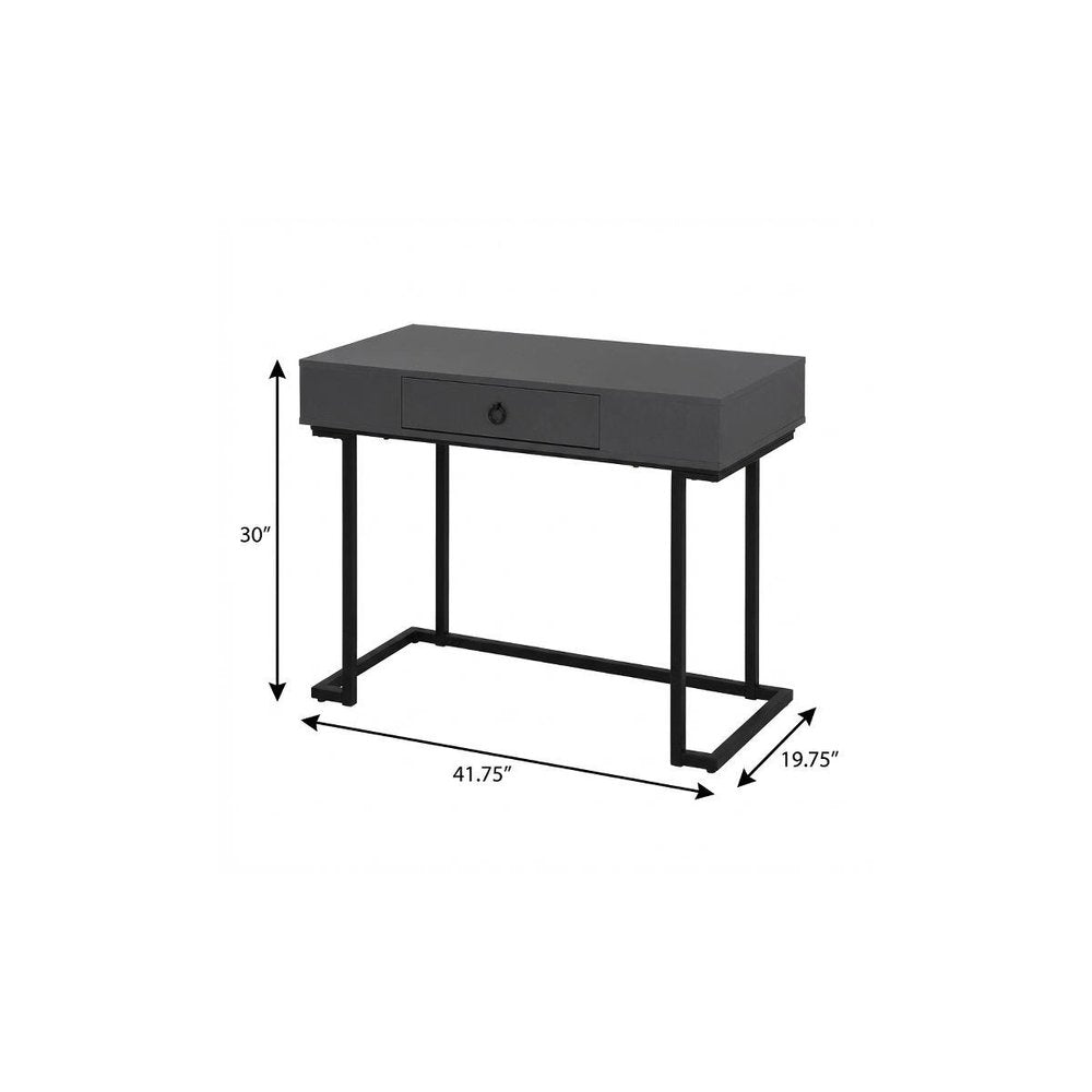42" Gray and Black Wood and Metal Sled Computer Desk