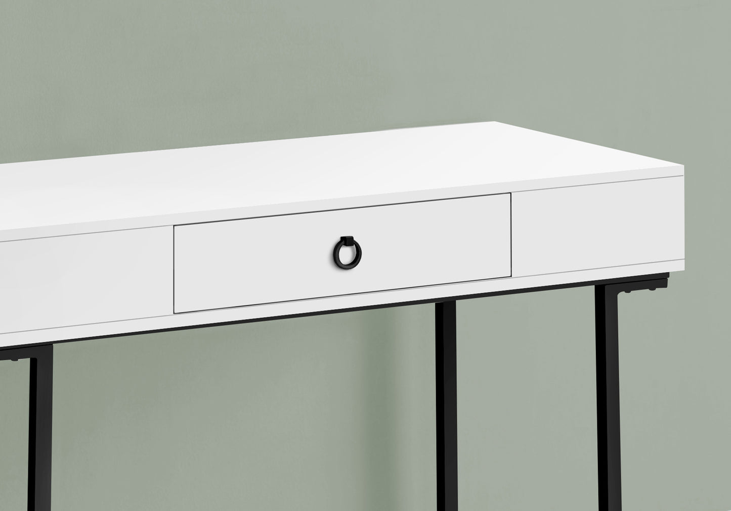 42" White and Black Wood and Metal Sled Computer Desk