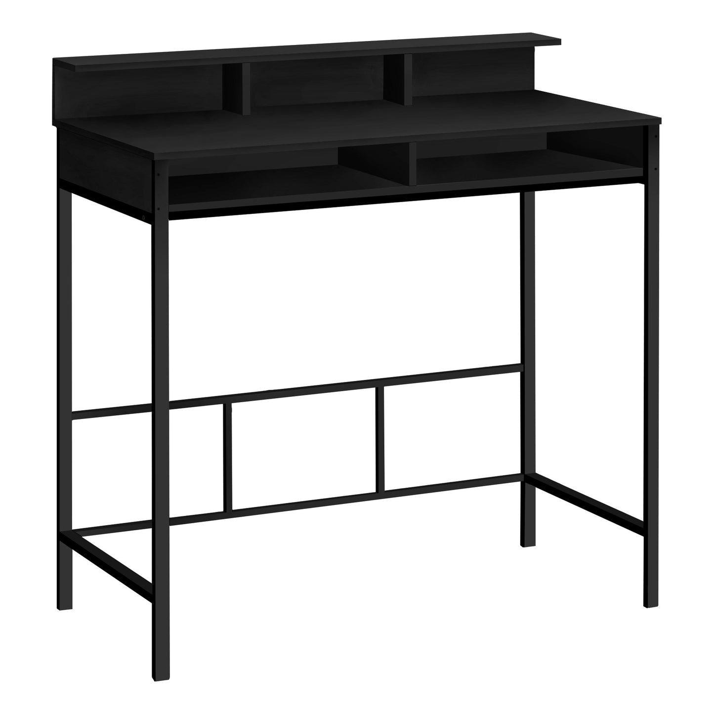 47" Black Wood and Metal H-Shape Computer Desk