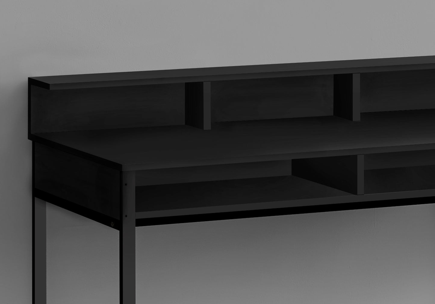 47" Black Wood and Metal H-Shape Computer Desk