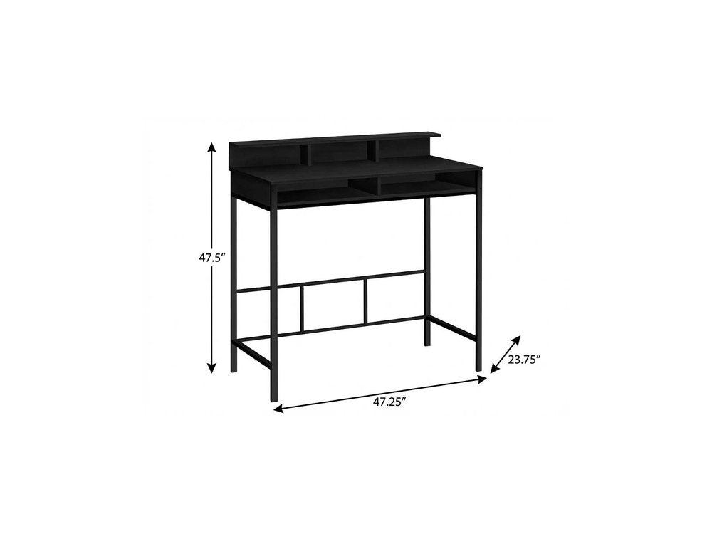 47" Black Wood and Metal H-Shape Computer Desk