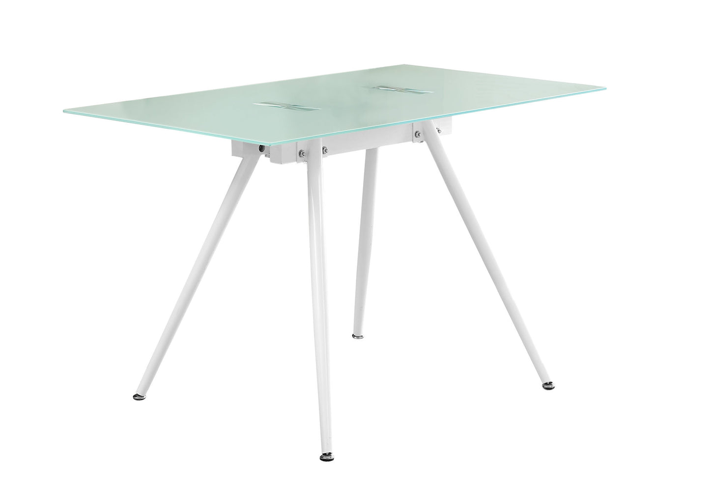 47" White Glass and Metal Computer Desk