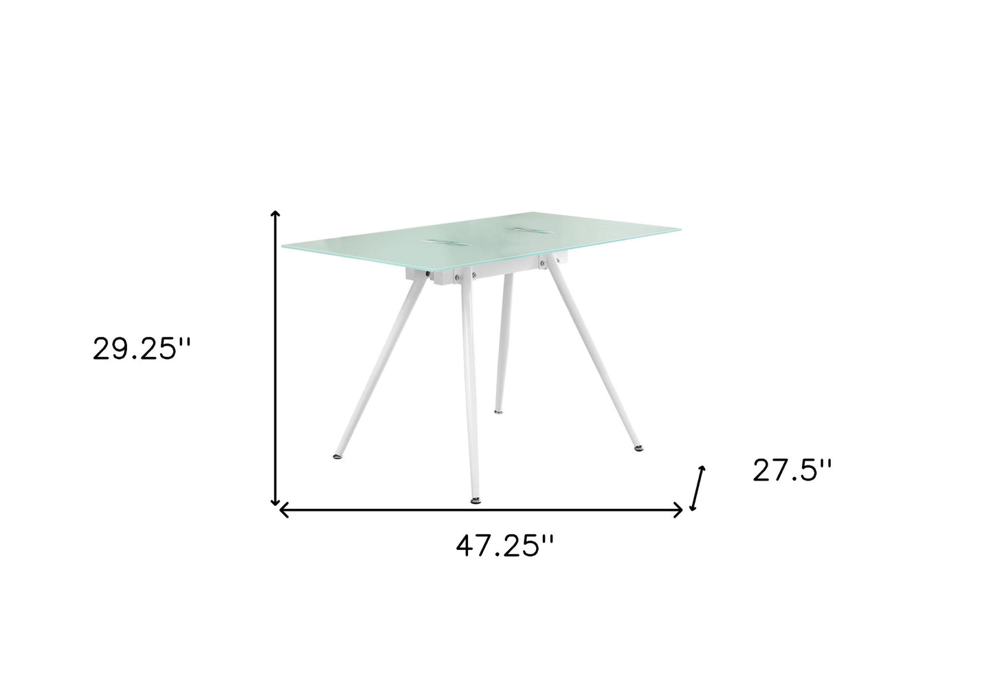 47" White Glass and Metal Computer Desk