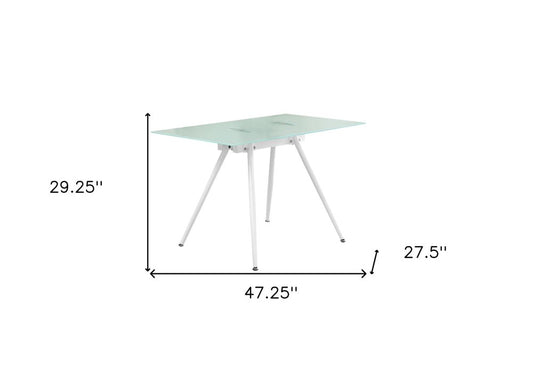 47" White Glass and Metal Computer Desk