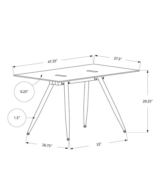 47" White Glass and Metal Computer Desk
