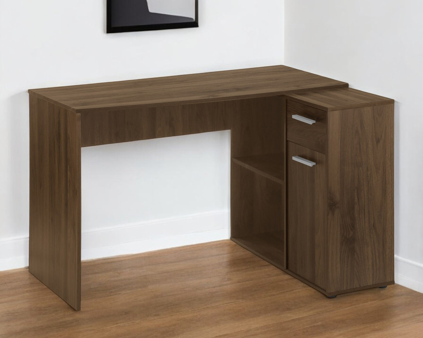 46" Brown Wood L Shape Computer Desk