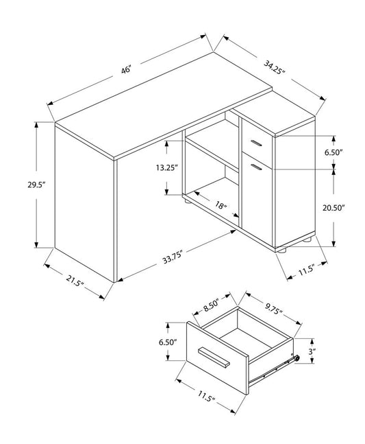46" Brown Wood L Shape Computer Desk