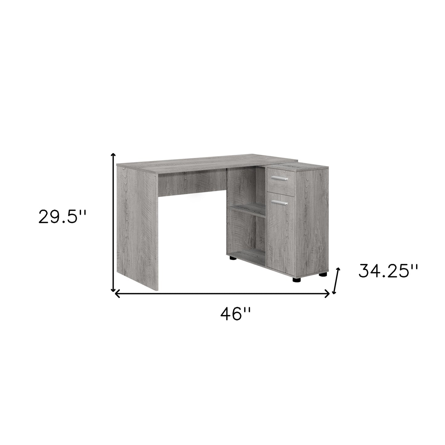 46" Gray Wood L Shape Computer Desk