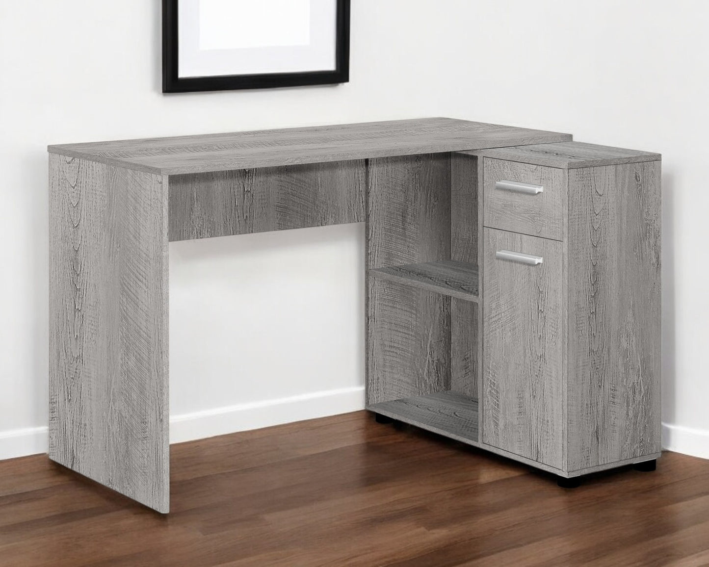 46" Gray Wood L Shape Computer Desk