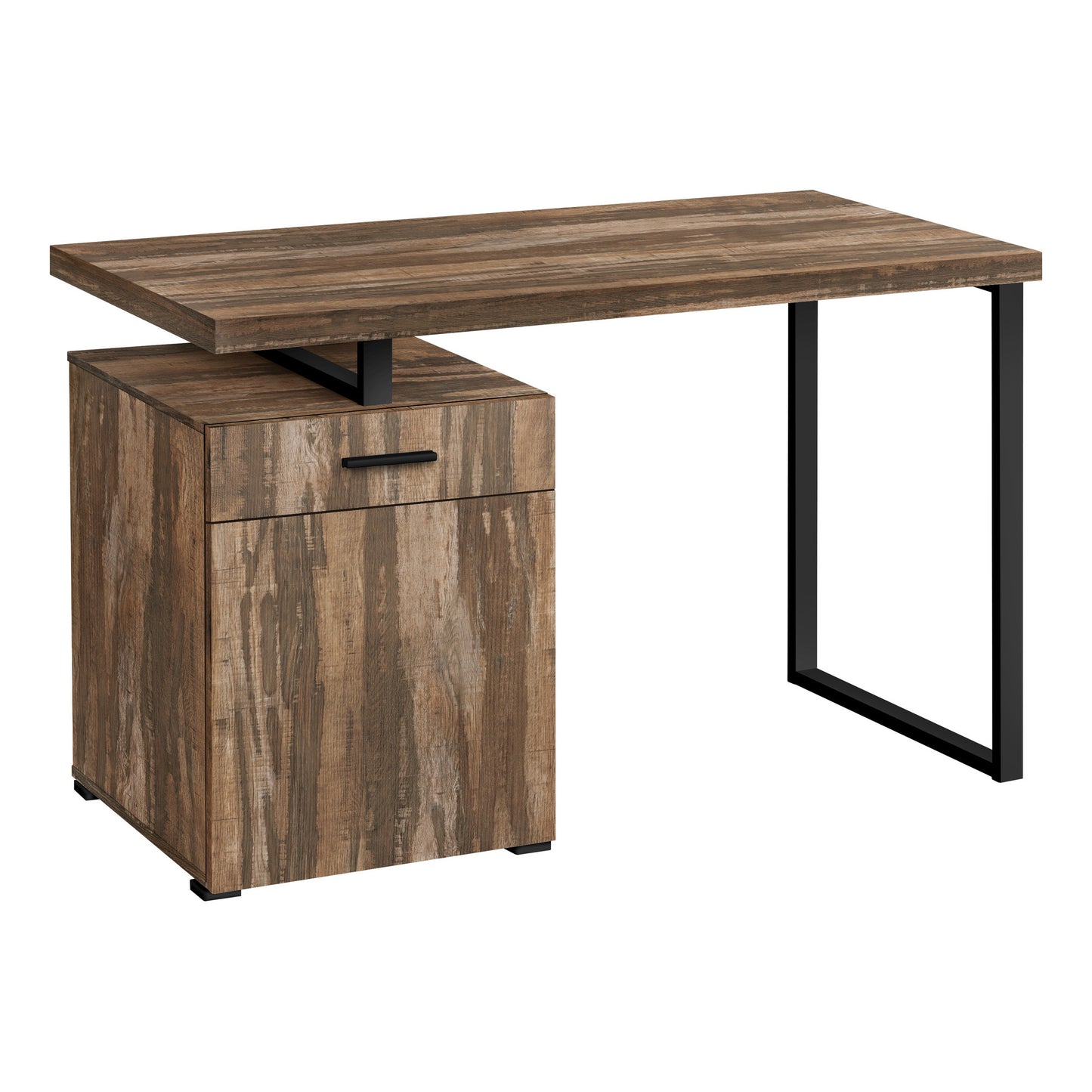 47" Brown and Black Wood and Metal Sled Computer Desk