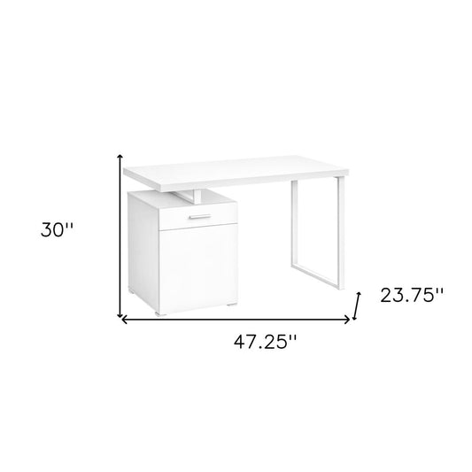 47" White Wood and Metal Sled Computer Desk