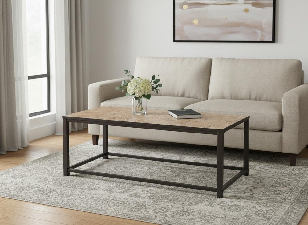 42" Brown Metal Coffee Table