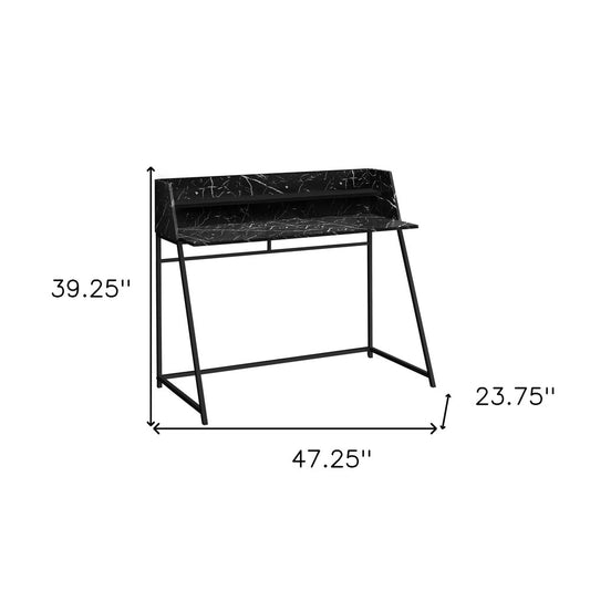 47" Black and White Wood and Metal Sled Computer Desk