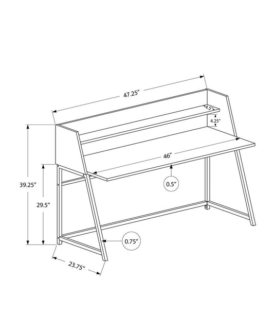47" Black and White Wood and Metal Sled Computer Desk