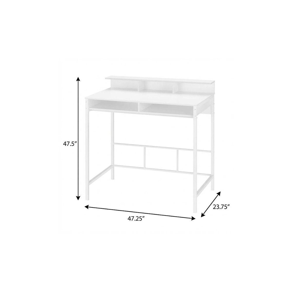 47" White Wood and Metal Computer Desk