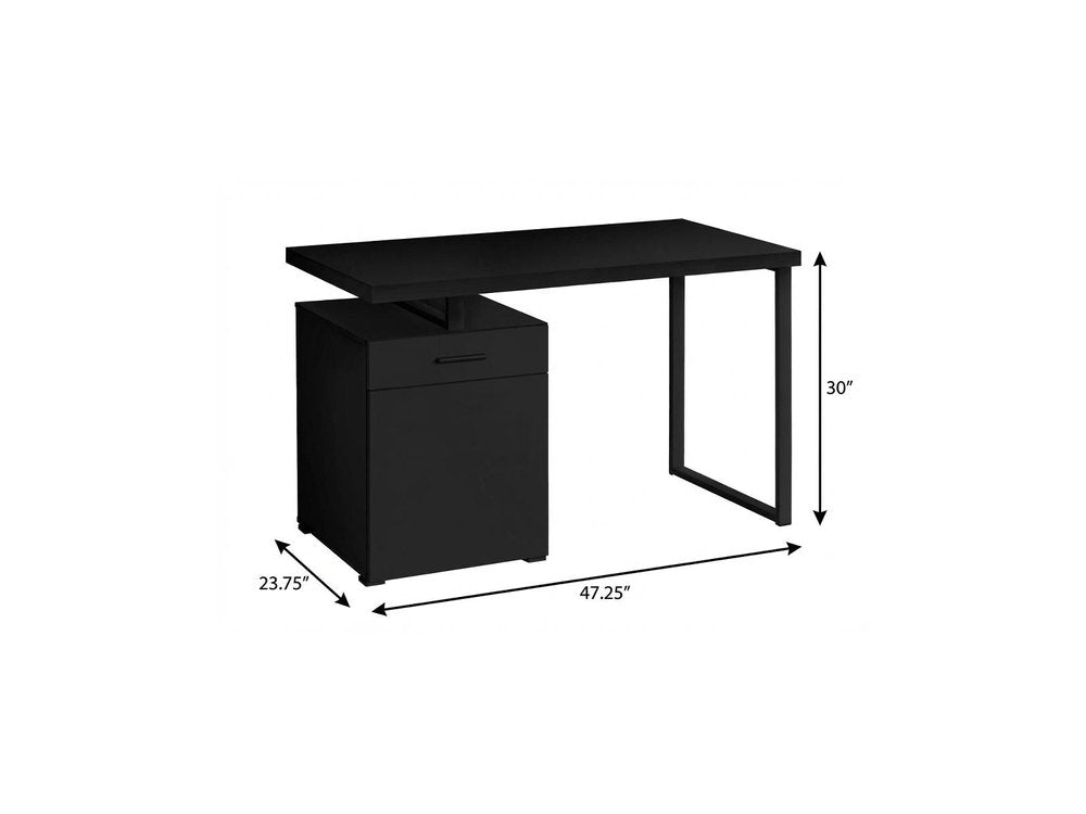 47" Black Wood and Metal Sled Computer Desk
