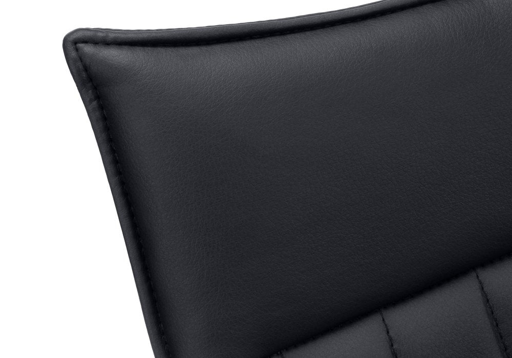 Set of Two Tufted Black And Silver Upholstered Faux Leather Dining Parsons Chairs