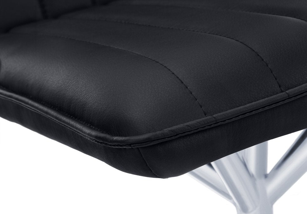 Set of Two Tufted Black And Silver Upholstered Faux Leather Dining Parsons Chairs