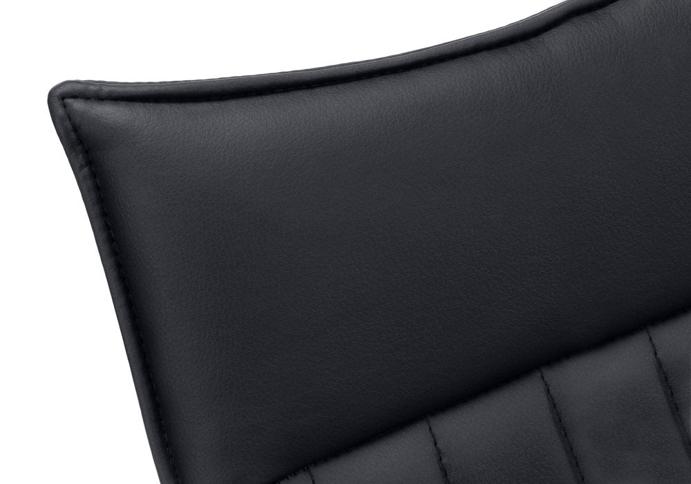 Set of Two Tufted Black Upholstered Faux Leather Dining Parsons Chairs