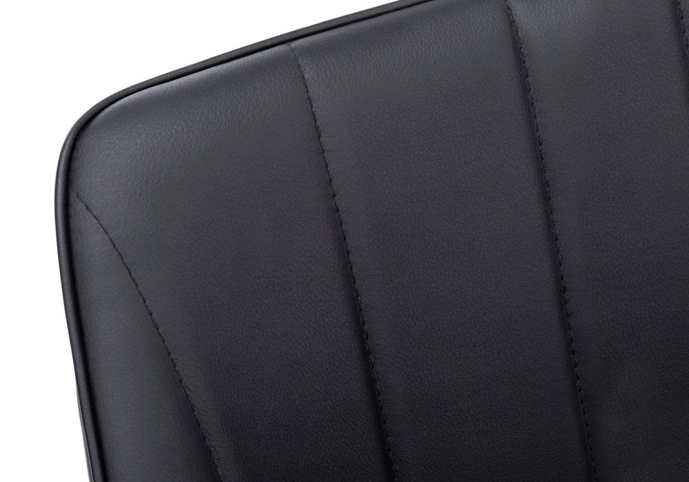Set of Two Tufted Black Upholstered Faux Leather Dining Arm Chairs
