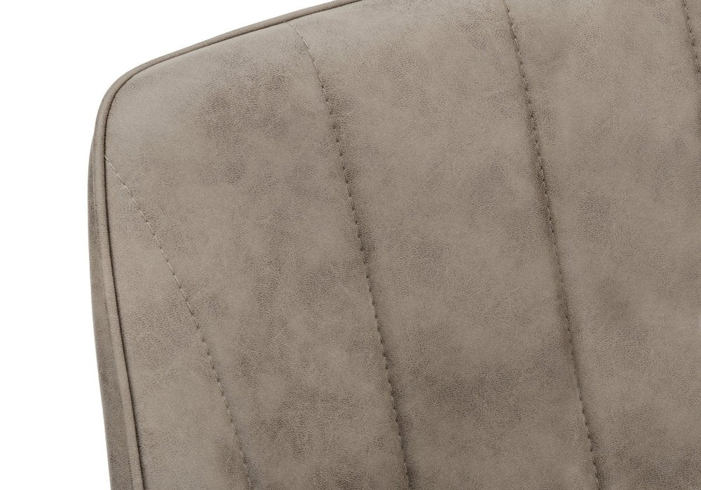 Set of Two Tufted Taupe And Black Upholstered Fabric Dining Arm Chairs