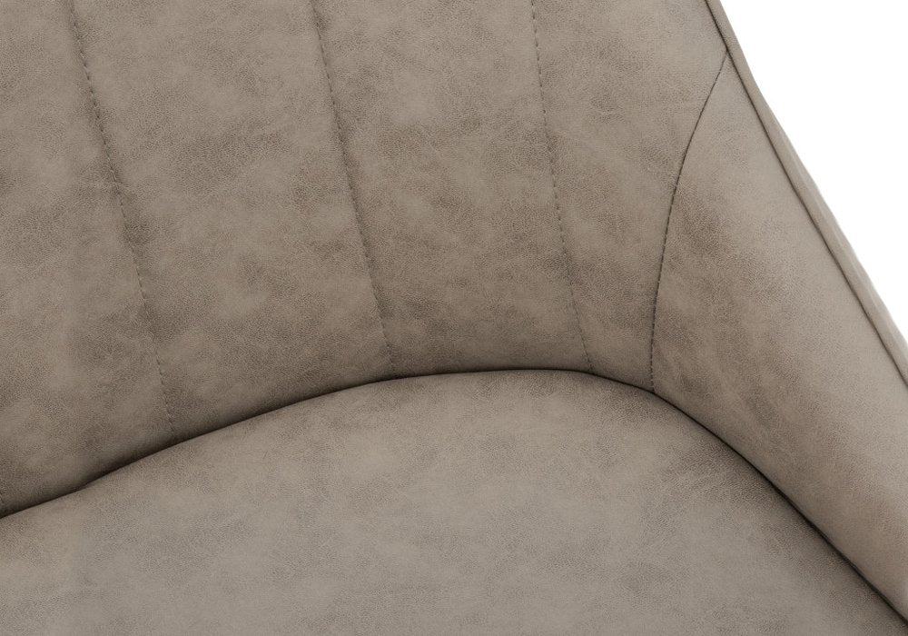 Set of Two Tufted Taupe And Black Upholstered Fabric Dining Arm Chairs