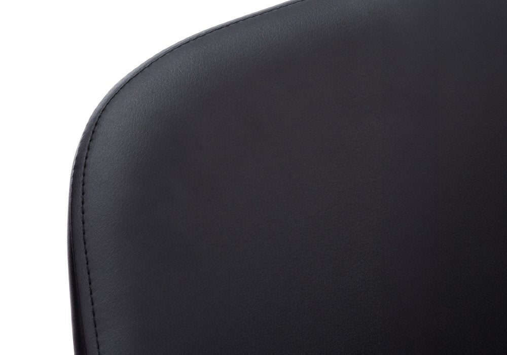 Set of Two Black Upholstered Faux Leather Dining Arm Chairs