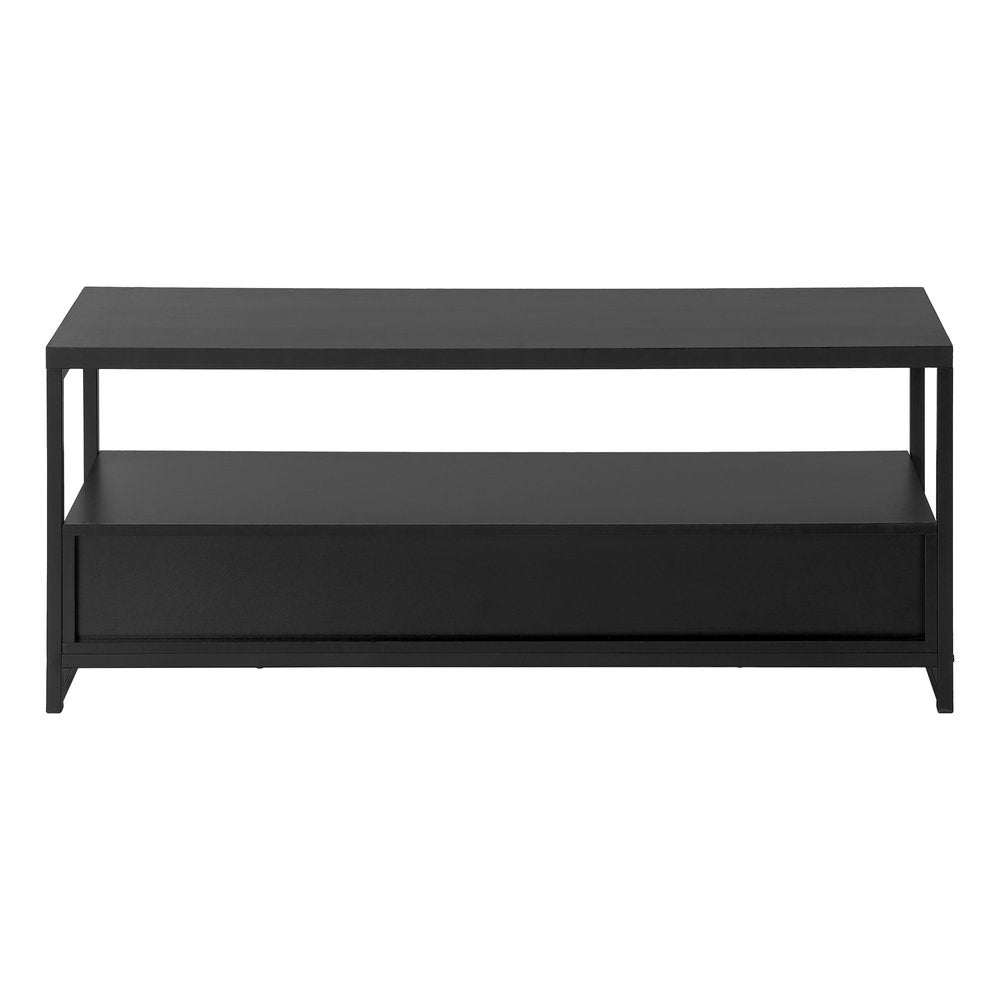 47" Black Cabinet Enclosed Storage TV Stand