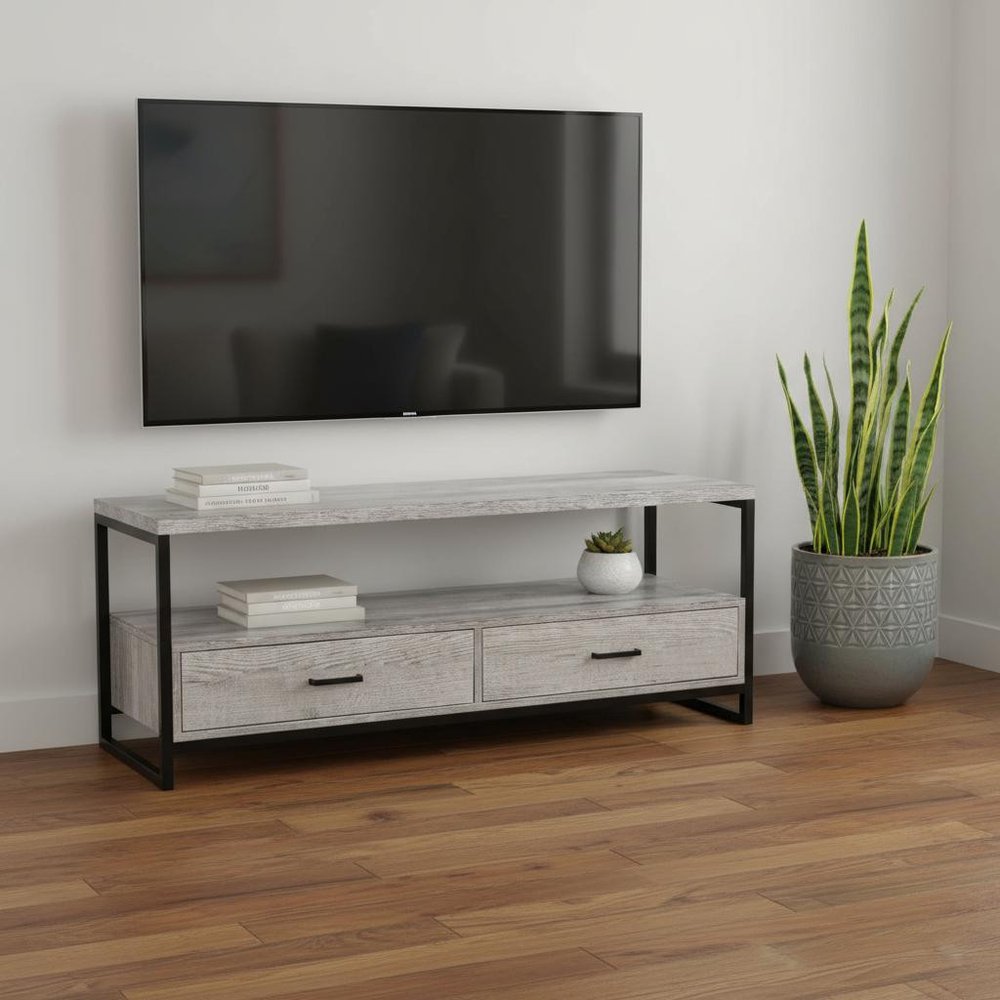 47" Gray Cabinet Enclosed Storage TV Stand