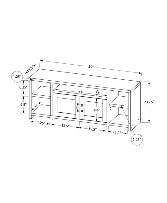 59" Black Cabinet Enclosed Storage TV Stand