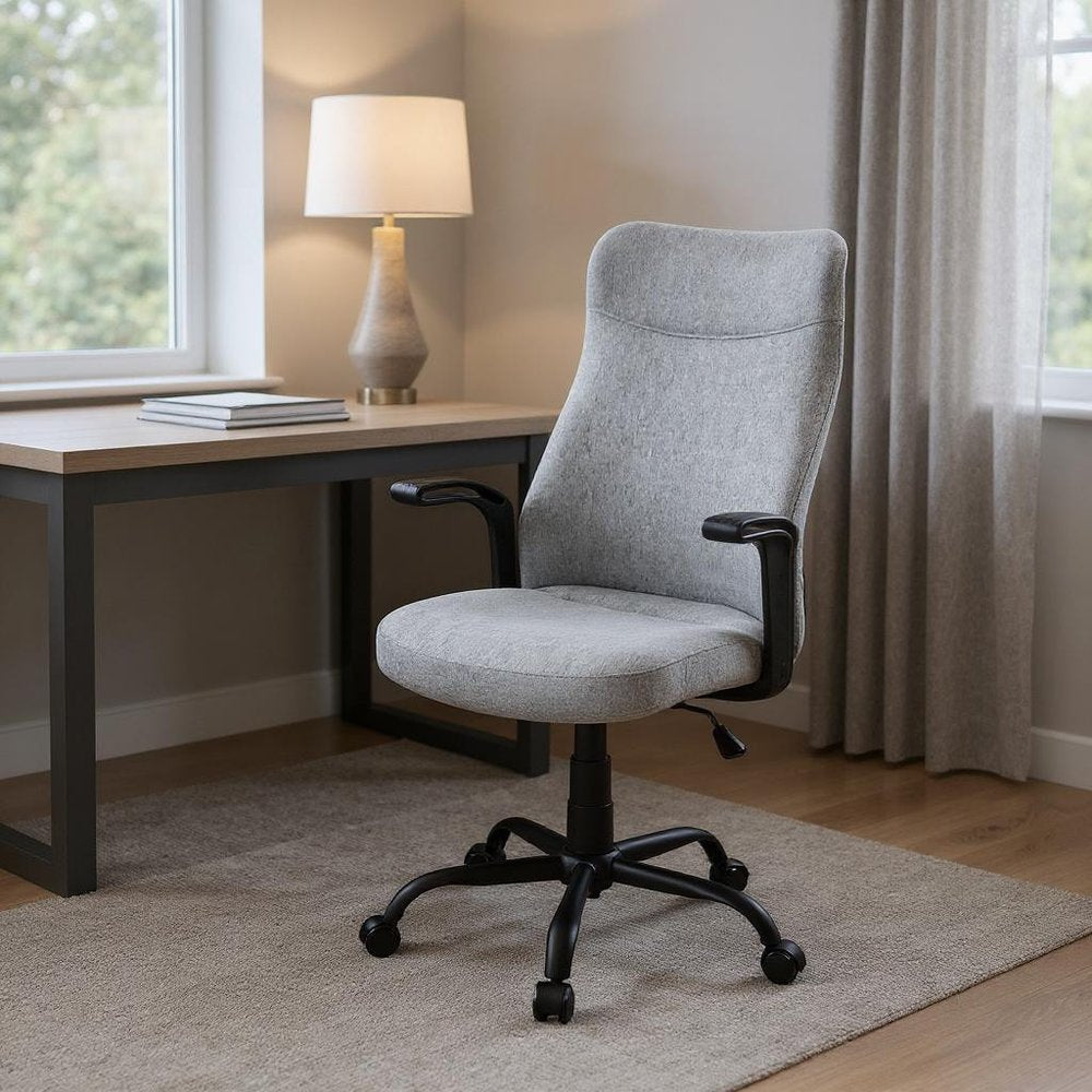 Gray and Black Rolling Drafting Chair