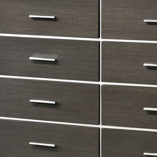 57" Gray Solid and Manufactured Wood Eight Drawer Double Dresser